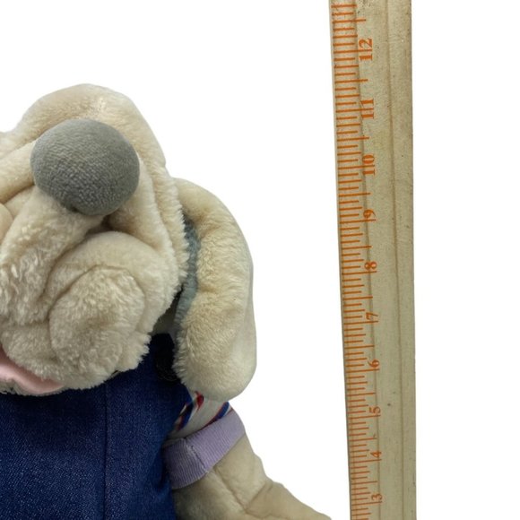 Vintage Ganz Bros 1981 Overalls Collar Wrinkles Hand Puppet Plush Hound Dog Toy - Picture 7 of 10
